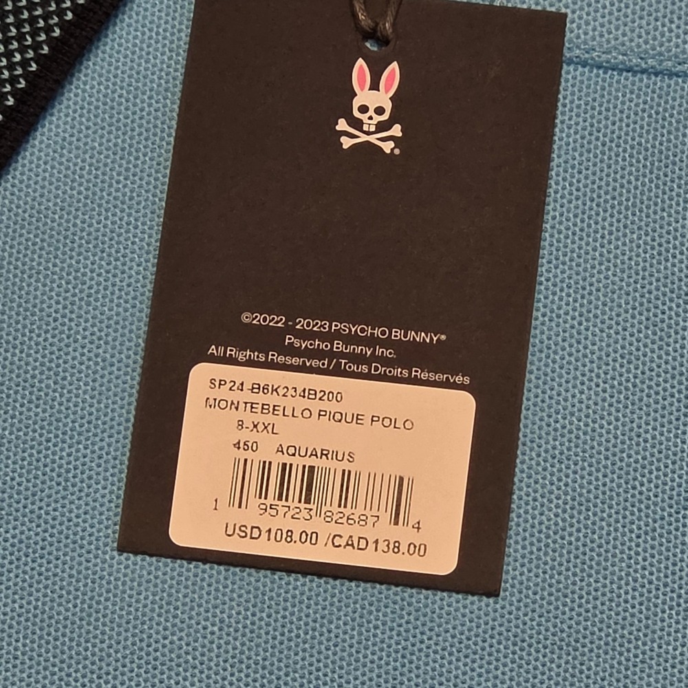 Psycho Bunny Montebello Pima Cotton Polo Shirt XXL Aquarius Blue NWT Logo Golf - Picture 3 of 11